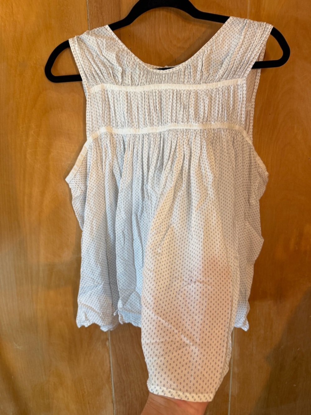 James Perse White Printed Pleated Sleeveless Babydoll Top Size 4 - Picture 14 of 14